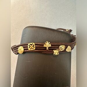H Stern 18 K Gold and Leather Strap Bracelet